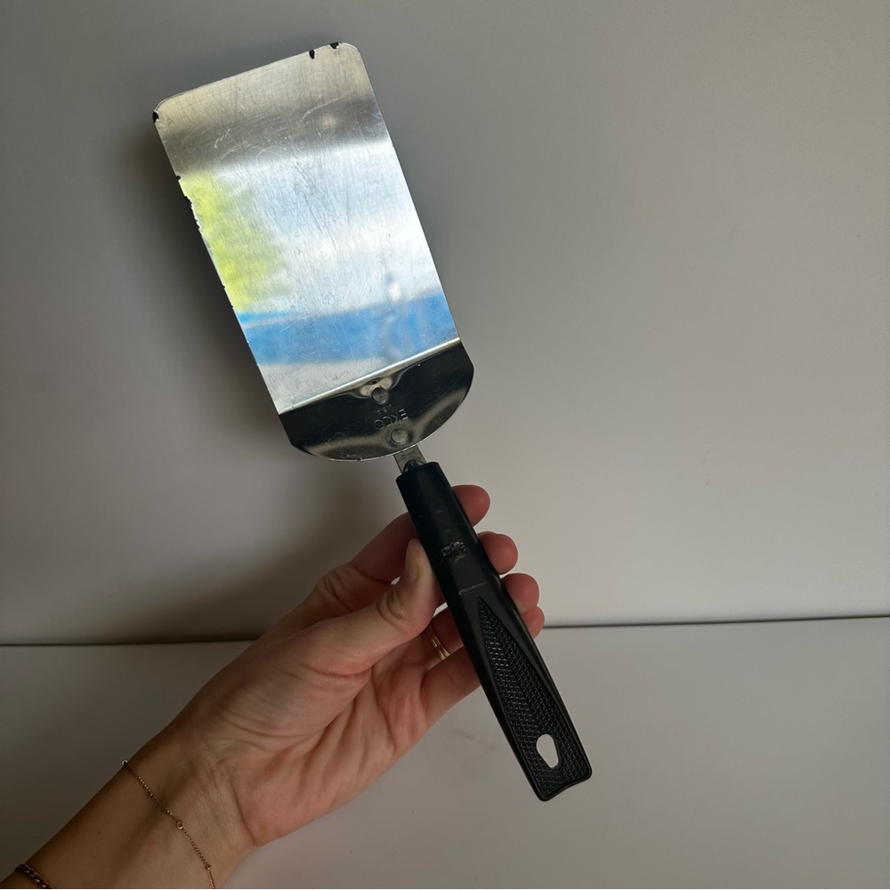 Vintage Ekco Short Black Handle Chromium Plated Spatula Flipper Made in USA